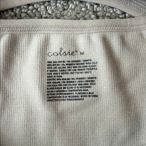 Colsie Ribbed Bodysuit Asymmetrical Cutout Natural Thong Shapewear Layer M NWOT - Picture 7 of 8